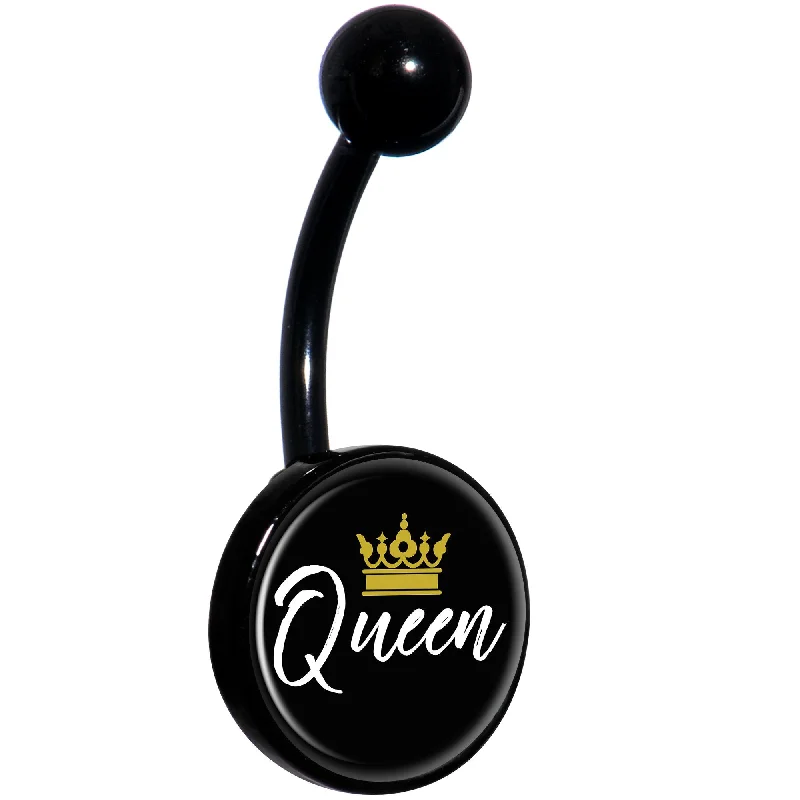 Beautiful Belly Rings for Fashionable Women -Queen Crown Black Belly Ring