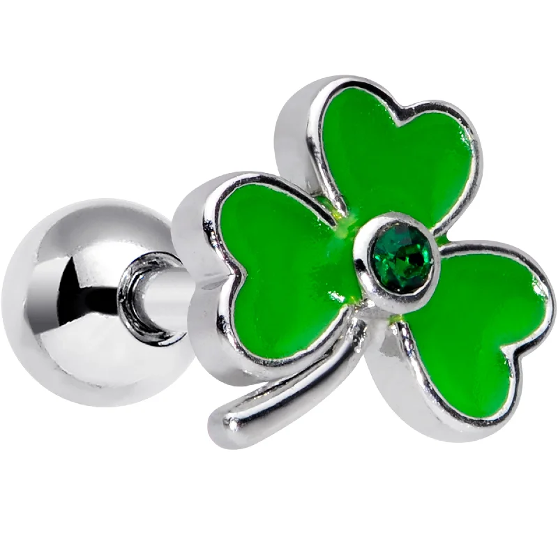 Women's Earrings – Elegant Designs for Every Personality--16 Gauge 1/4 Green Gem Shamrock St Patricks Day Cartilage Tragus Women's Earrings – Elegant Designs for Every Personality--16 Gauge 1/4 Green Gem Shamrock St Patricks Day Cartilage Tragus