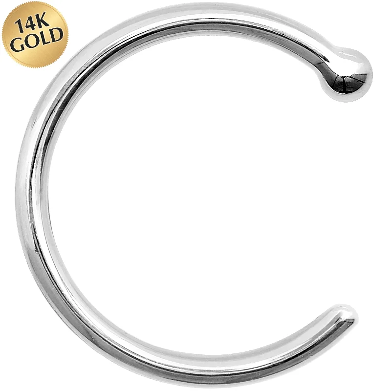Nose Rings with Radiant Details -18 Gauge 5/16 Solid 14KT White Gold Nose Hoop