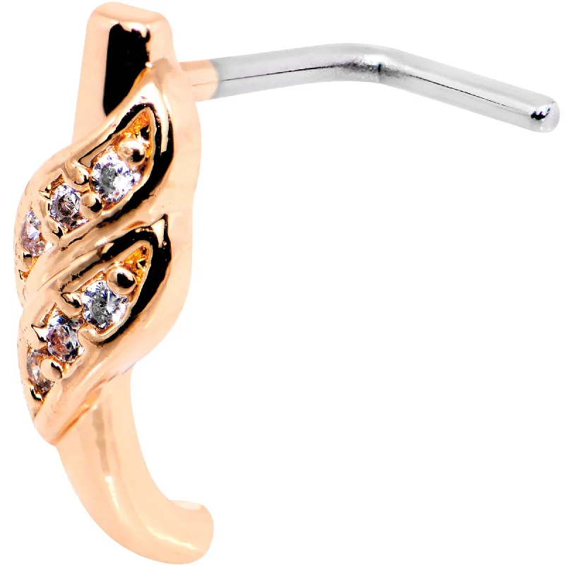 Affordable Nose Rings for Every Budget -20 Gauge Clear CZ Rose Gold Tone Swish Faux Hoop L Shaped Nose Ring Affordable Nose Rings for Every Budget -20 Gauge Clear CZ Rose Gold Tone Swish Faux Hoop L Shaped Nose Ring