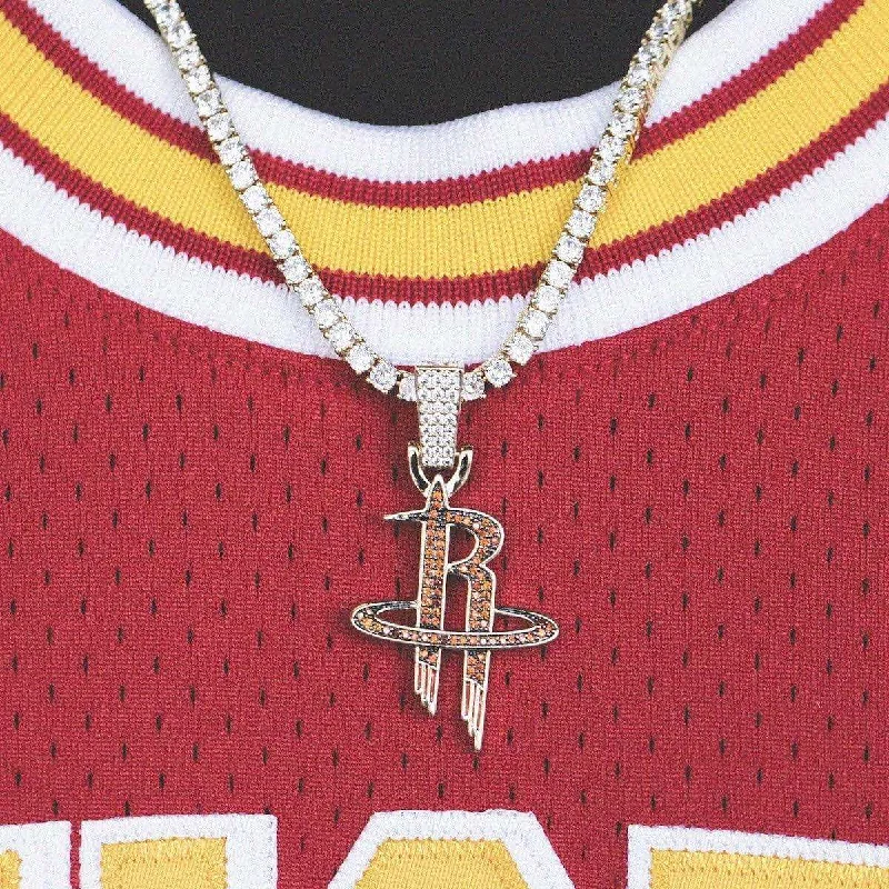 Exclusive Men's Necklaces & Pendants for the Modern Gentleman-Houston Rockets Official NBA Logo Pendant in Yellow Gold Exclusive Men's Necklaces & Pendants for the Modern Gentleman-Houston Rockets Official NBA Logo Pendant in Yellow Gold