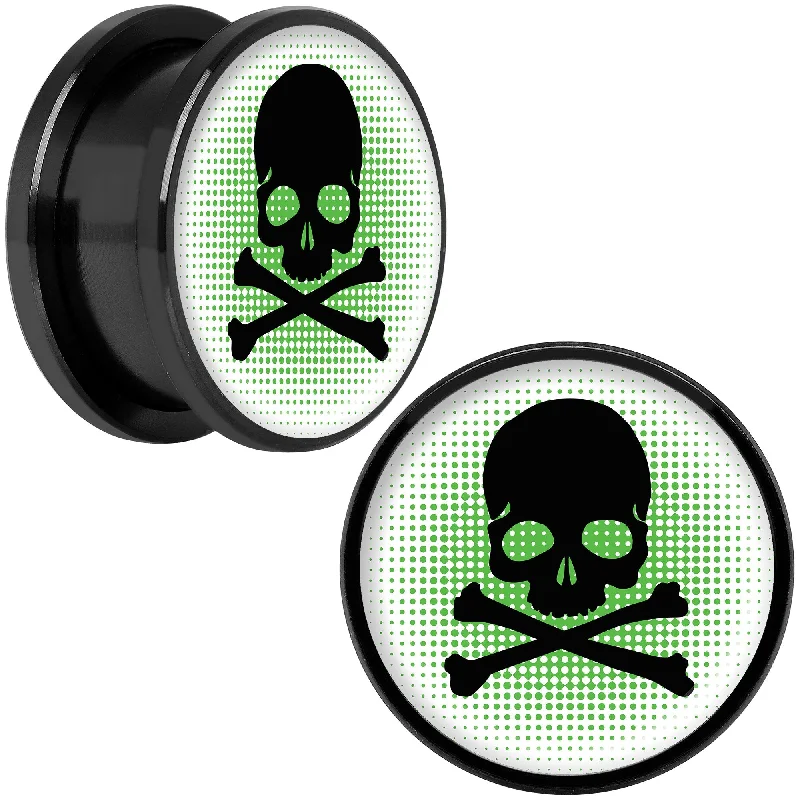 Women's Earrings – Elegant Designs for Every Personality--Green Black Skull Black Anodized Screw Fit Plug Set 18mm Women's Earrings – Elegant Designs for Every Personality--Green Black Skull Black Anodized Screw Fit Plug Set 18mm
