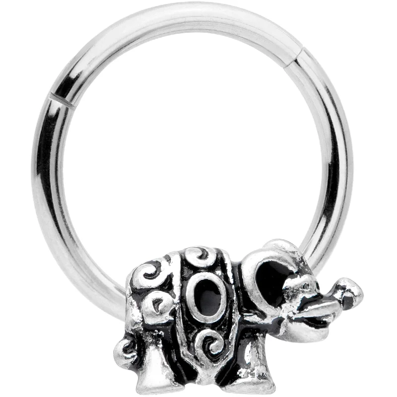 Elegant and Comfortable Lip Rings16 Gauge 3/8 Festive Elephant Hinged Segment Ring