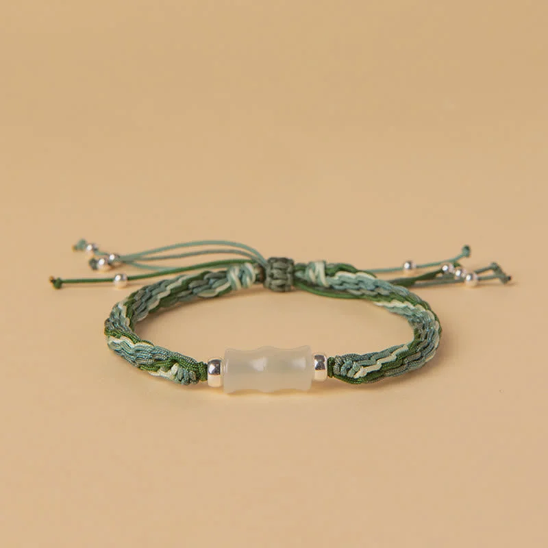 Designer Bracelets for Men with Bold Patterns-Buddha Stones White Jade Bamboo Reincarnation Knot Wealth Luck Strength String Bracelet Designer Bracelets for Men with Bold Patterns-Buddha Stones White Jade Bamboo Reincarnation Knot Wealth Luck Strength String Bracelet