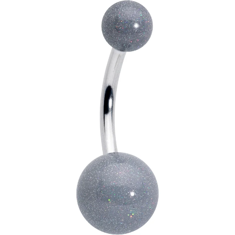 Designer Belly Rings with Stunning Finish -Pastel Shimmer Grey Ends Belly Ring