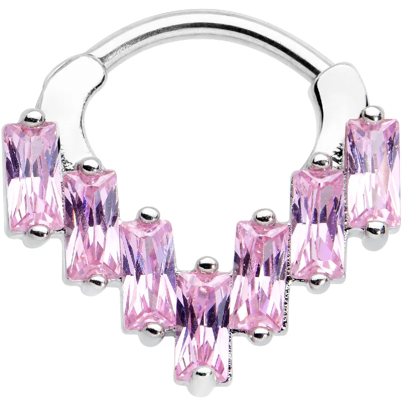 Women's Earrings – Elegant Designs for Every Personality--16 Gauge 5/16 Pink CZ Gem Chandelier Cartilage Clicker