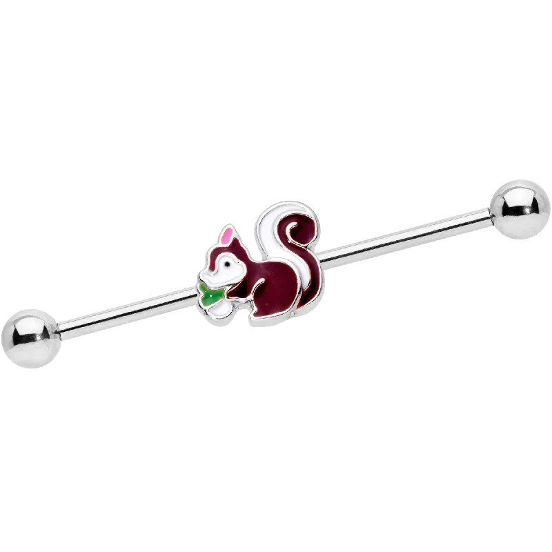 Women's Earrings – Elegant Designs for Every Personality--14 Gauge Snacking Squirrel Industrial Barbell 38mm Women's Earrings – Elegant Designs for Every Personality--14 Gauge Snacking Squirrel Industrial Barbell 38mm