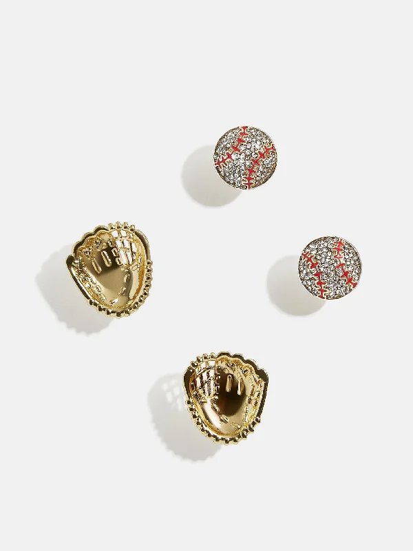 Women's Earrings – Elegant Designs for Every Personality--Perfect Catch Earring Set - Baseball