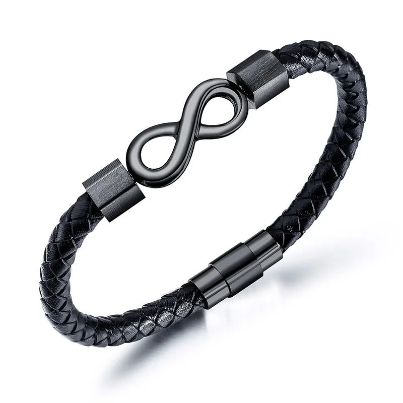 Classic Engraved Bracelets for Men-Buddha Stones Endless Knot Titanium Steel Infinity Leather Weave Balance Bracelet Classic Engraved Bracelets for Men-Buddha Stones Endless Knot Titanium Steel Infinity Leather Weave Balance Bracelet