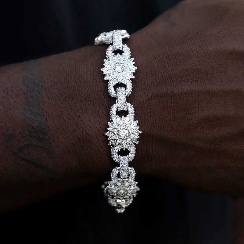 Stylish Beaded Bracelets for Men-Star Mariner Bracelet in White Gold- 16mm