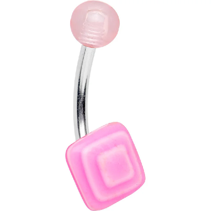 Designer Belly Rings with Artistic Features -White and Pink Acrylic Layered Diamond Belly Ring Designer Belly Rings with Artistic Features -White and Pink Acrylic Layered Diamond Belly Ring