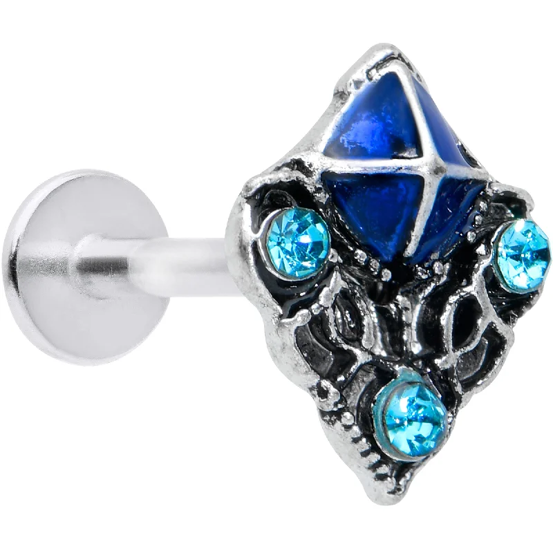 Sparkling Lip Rings for Fun and Glam Looks16 Gauge 5/16 Blue Gem Rococo Blue Labret Monroe Tragus