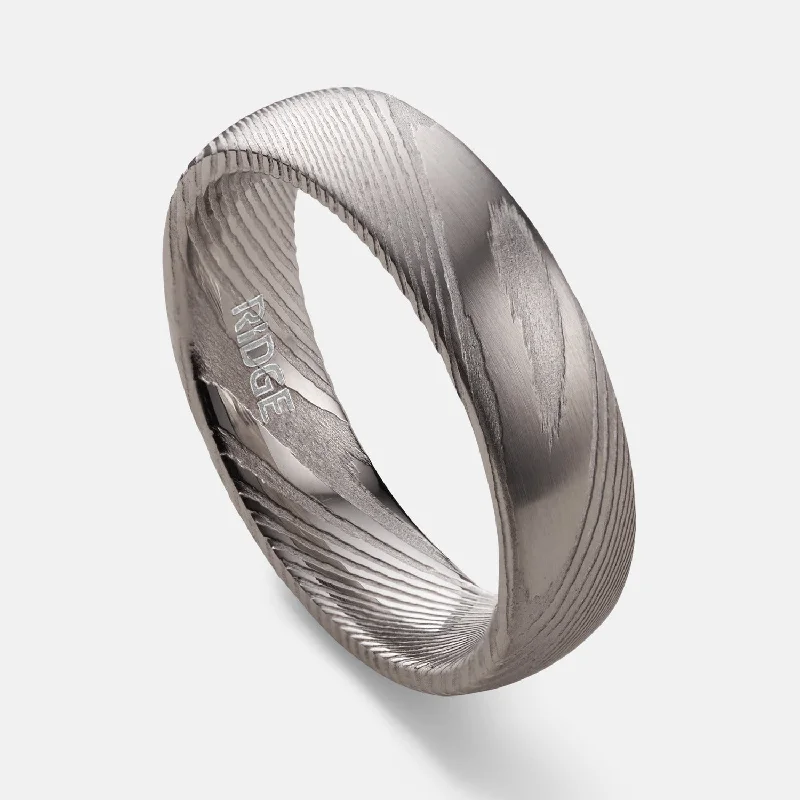 Top Men's Rings – Crafted for Every Style  Ridge 6mm Rounded Ring Set - Damascus