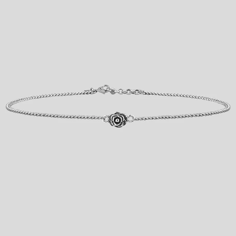 Shop Classic Women's  Necklaces & Pendants with a Modern Twist-MAE. Little Rose Silver Chain Choker