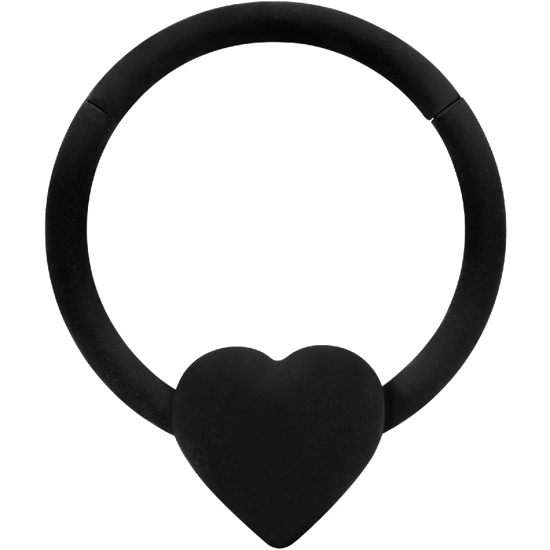 Nose Rings with Chic Touch -18 Gauge 3/8 Black Matte Little Heart Hinged Segment Ring Nose Rings with Chic Touch -18 Gauge 3/8 Black Matte Little Heart Hinged Segment Ring