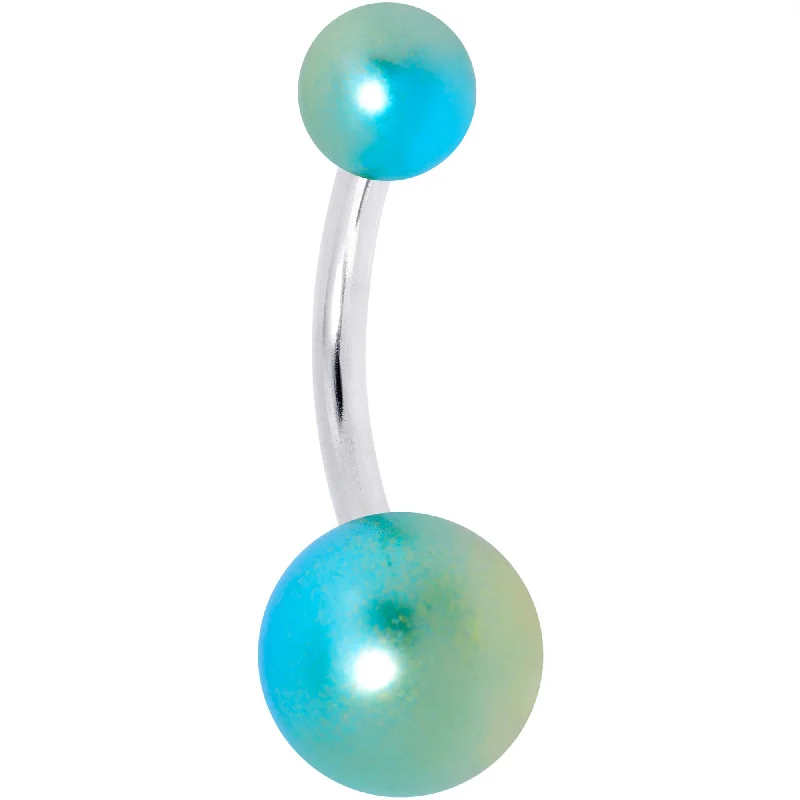 Belly Rings with Vibrant Stones for Stunning Effect -Teal Yellow Pearlescent Acrylic Ball Belly Ring Belly Rings with Vibrant Stones for Stunning Effect -Teal Yellow Pearlescent Acrylic Ball Belly Ring