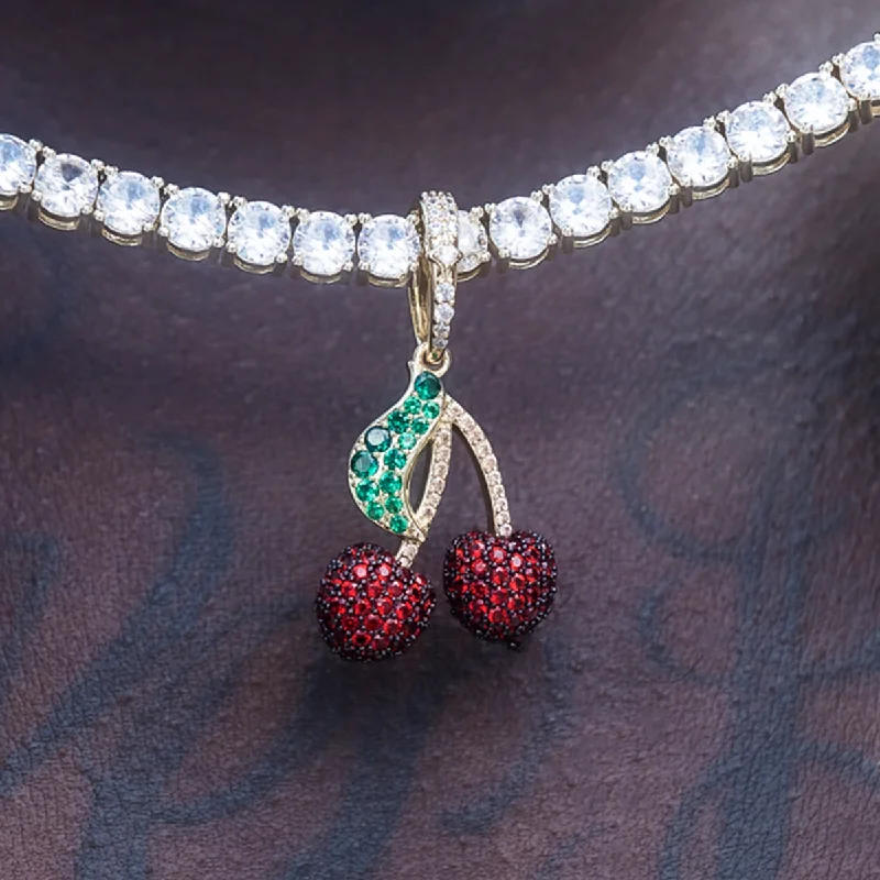Exclusive Men's Necklaces & Pendants for the Modern Gentleman-Iced Cherry Pendant