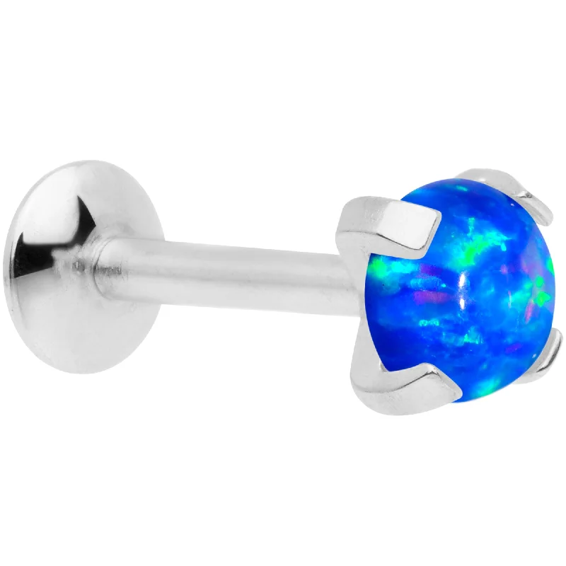 Classic Lip Rings with Simple Elegance16G 5/16 4mm Blue Syn Opal G23 Titanium Internal Thread Labret Classic Lip Rings with Simple Elegance16G 5/16 4mm Blue Syn Opal G23 Titanium Internal Thread Labret
