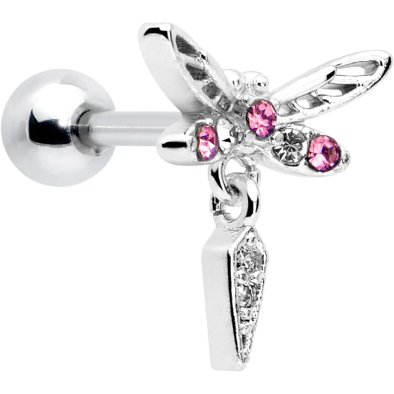 Women's Earrings – Elegant Designs for Every Personality--16 Gauge 1/4 Pink Gem Swank Dragonfly Dangle Cartilage Earring Women's Earrings – Elegant Designs for Every Personality--16 Gauge 1/4 Pink Gem Swank Dragonfly Dangle Cartilage Earring