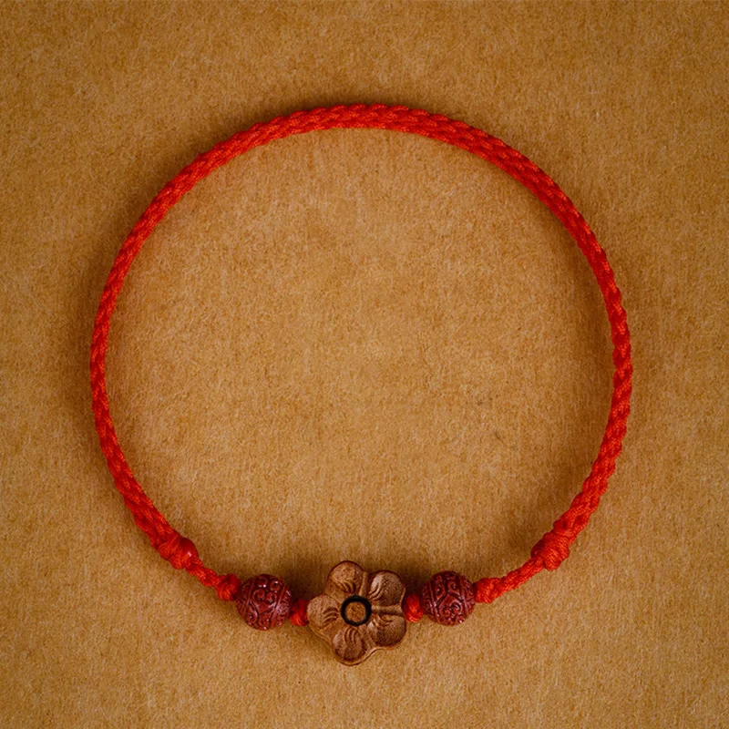 Bracelet Watches for Men-Buddha Stones Peach Wood Small Peach Blossom Cinnabar Wealth String Bracelet Anklet Bracelet Watches for Men-Buddha Stones Peach Wood Small Peach Blossom Cinnabar Wealth String Bracelet Anklet