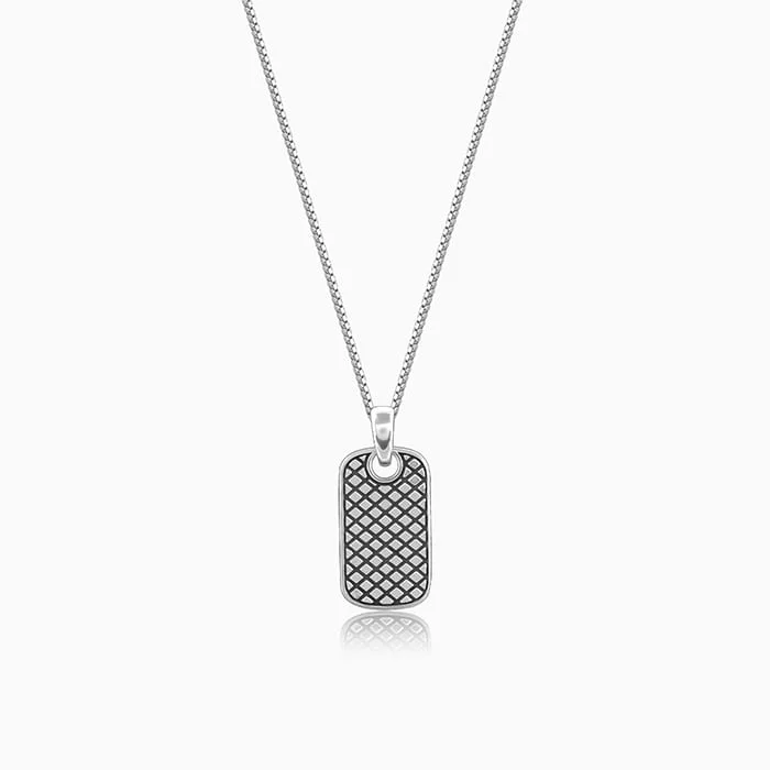 Shop Classic Women's Necklaces & Pendants with a Modern Twist-Oxidised Silver Confident Pendant With Box Chain For Him Shop Classic Women's Necklaces & Pendants with a Modern Twist-Oxidised Silver Confident Pendant With Box Chain For Him