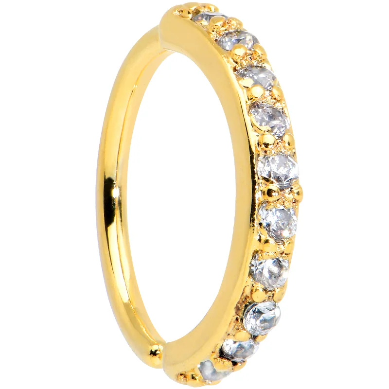 Fashionable Nose Rings for Women of All Ages -18 Gauge 5/16 Clear CZ Gem Gold Tone Forward Facing Closure Ring Fashionable Nose Rings for Women of All Ages -18 Gauge 5/16 Clear CZ Gem Gold Tone Forward Facing Closure Ring