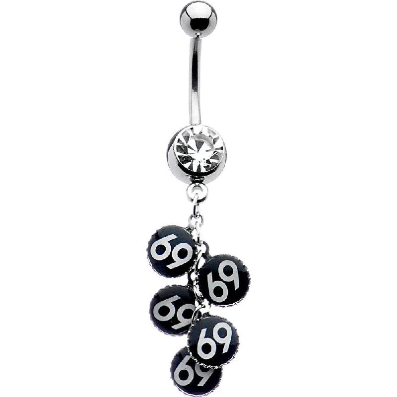 Belly Rings with Dazzling Diamonds -Crystalline Gem Dangling 69 Belly Ring