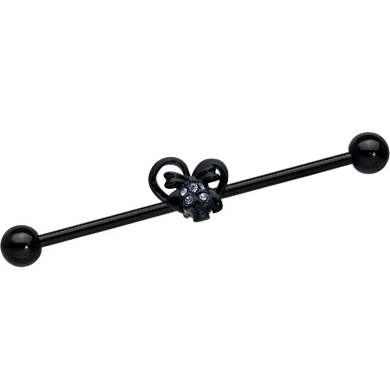 Women's Earrings – Elegant Designs for Every Personality--14 Gauge Purple Gem Black Skull Bow Heart Industrial Barbell 38mm Women's Earrings – Elegant Designs for Every Personality--14 Gauge Purple Gem Black Skull Bow Heart Industrial Barbell 38mm