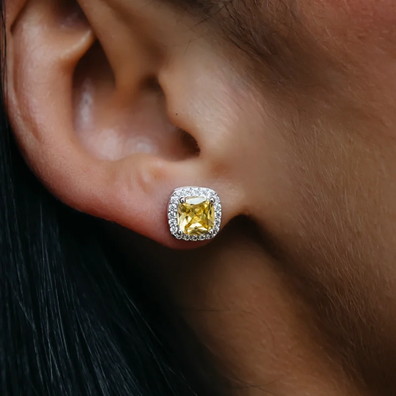 Women's Earrings – Elegant Designs for Every Personality--Canary Cushion Cut Earrings