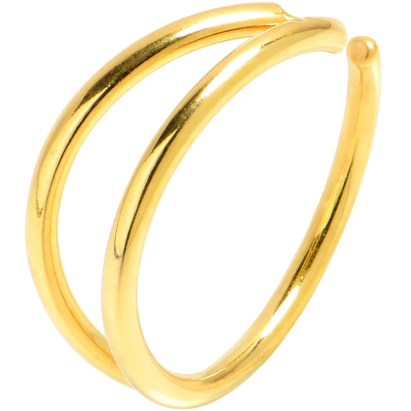 Nose Rings with Glitter -20 Gauge 5/16 Gold Tone Double Nose Hoop