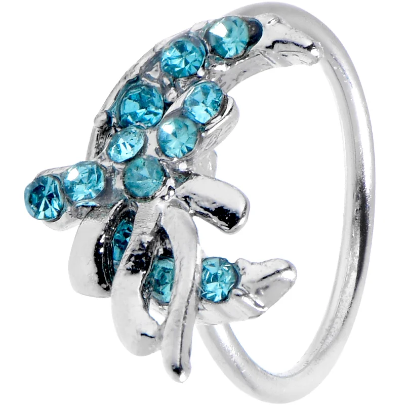 Nose Rings for Bold Fashion Choices -20 Gauge 5/16 Blue Gem Moon Bow Heart Nose Hoop Nose Rings for Bold Fashion Choices -20 Gauge 5/16 Blue Gem Moon Bow Heart Nose Hoop