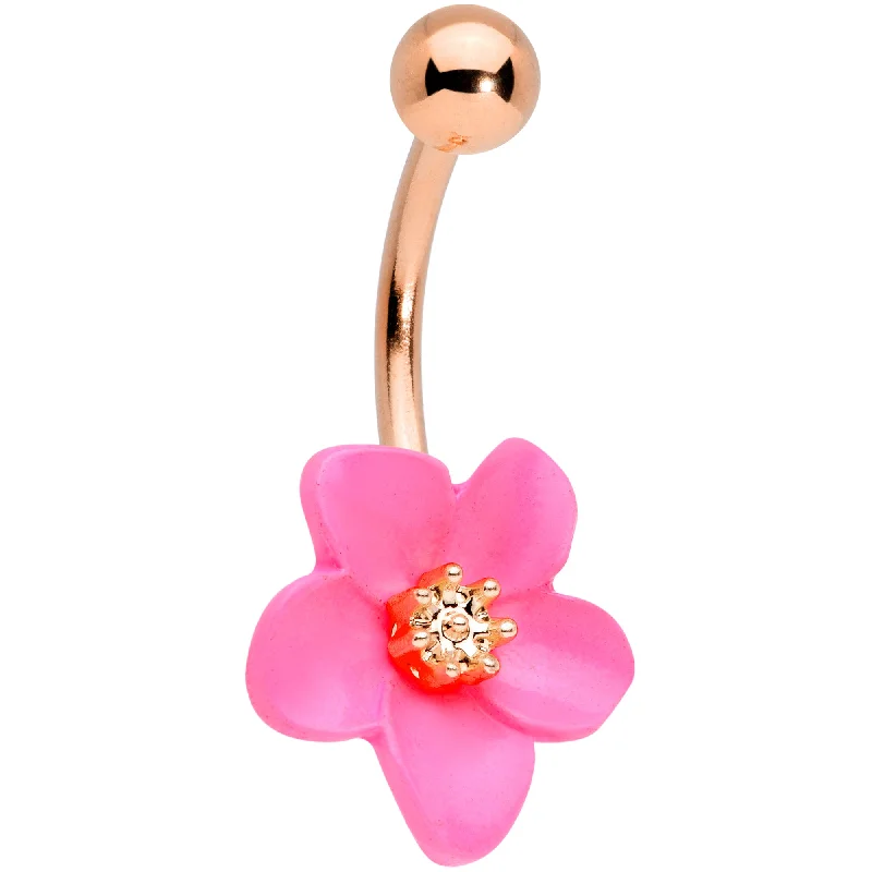 Belly Rings with Vibrant Stones for Stunning Effect -Rose Gold Tone Spring Blossom Pretty Pink Flower Belly Ring Belly Rings with Vibrant Stones for Stunning Effect -Rose Gold Tone Spring Blossom Pretty Pink Flower Belly Ring