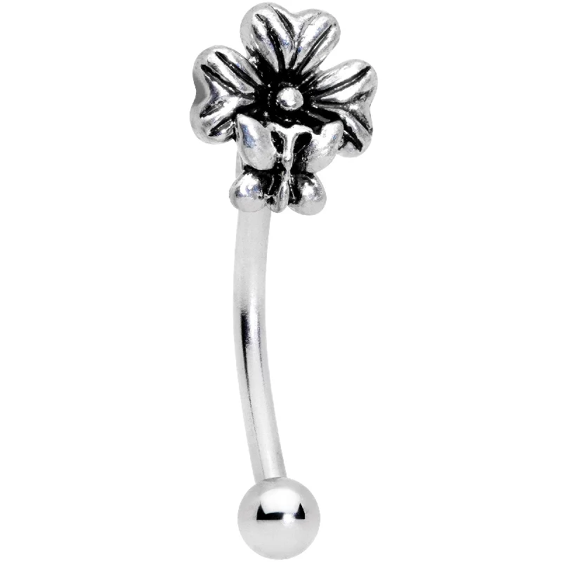 Women's Earrings – Elegant Designs for Every Personality--16 Gauge 3/8 Perching Butterfly Clover Curved Eyebrow Ring