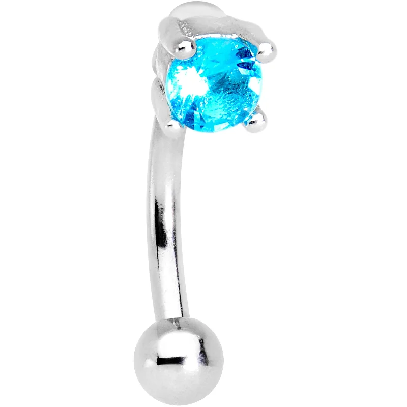 Women's Earrings – Elegant Designs for Every Personality--5/16 Aqua CZ Gem Fashionista Curved Eyebrow Rook Earring Women's Earrings – Elegant Designs for Every Personality--5/16 Aqua CZ Gem Fashionista Curved Eyebrow Rook Earring