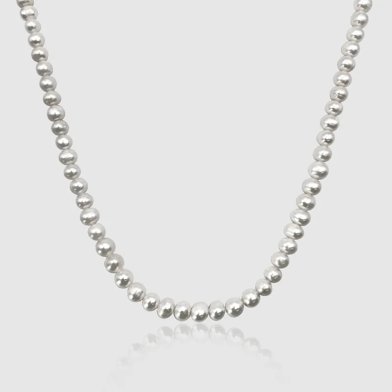 Exclusive Men's Necklaces & Pendants for the Modern Gentleman-Rounded Real Pearl Necklace (Silver) Exclusive Men's Necklaces & Pendants for the Modern Gentleman-Rounded Real Pearl Necklace (Silver)