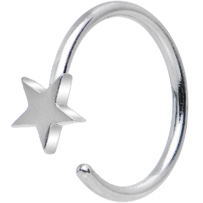 Stylish Nose Rings with Gemstone Accents -20 Gauge 5/16 Stainless Steel Evening Star Nose Hoop Stylish Nose Rings with Gemstone Accents -20 Gauge 5/16 Stainless Steel Evening Star Nose Hoop