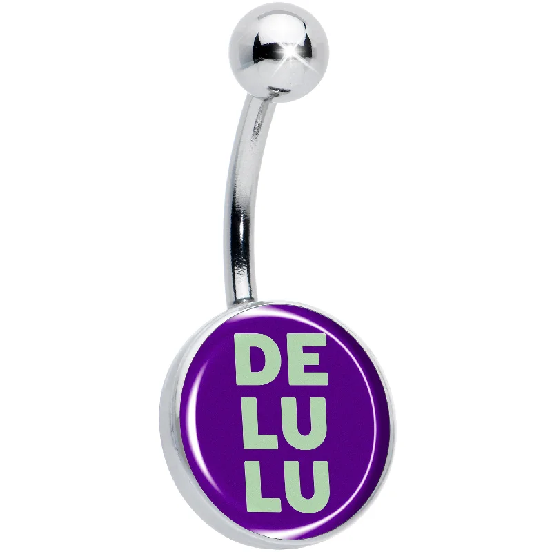 Classic Silver Belly Rings for Sleek Fashion -Word DELULU Belly Ring