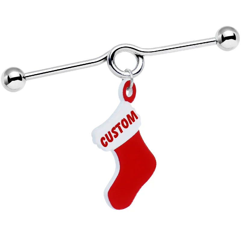 Women's Earrings – Elegant Designs for Every Personality--Custom Handcrafted Personalized Holiday Christmas Stocking Industrial Barbell Women's Earrings – Elegant Designs for Every Personality--Custom Handcrafted Personalized Holiday Christmas Stocking Industrial Barbell
