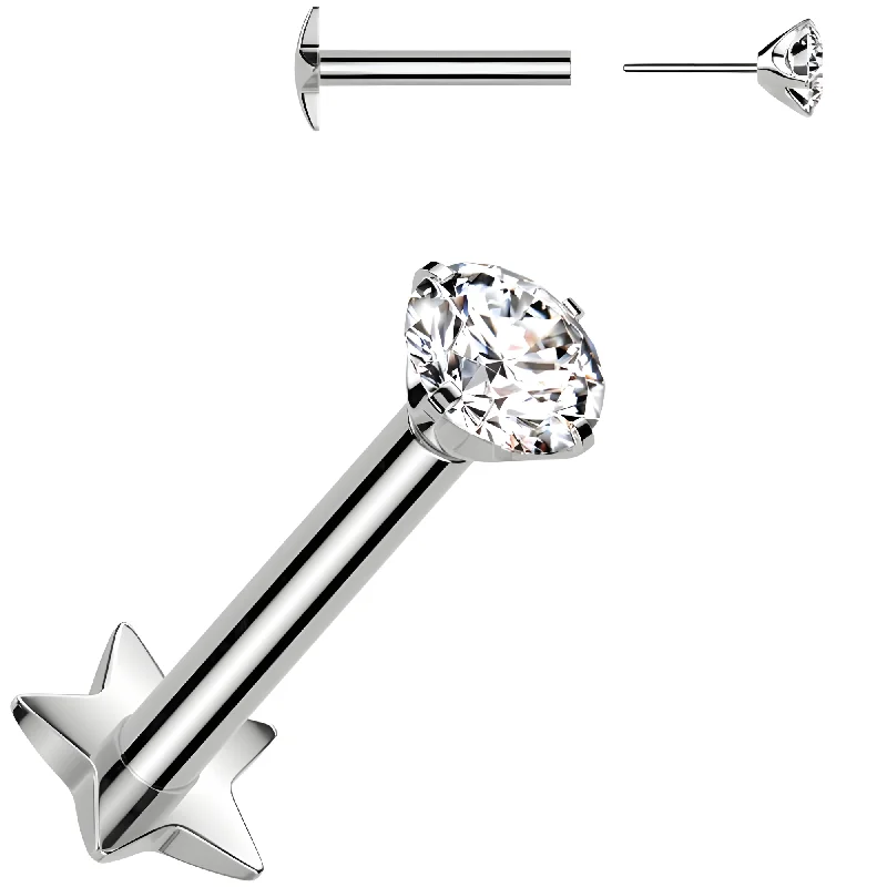 Women's Earrings – Elegant Designs for Every Personality--Medical Grade Titanium Flat Back Earring 18 Gauge 3mm CZ Reversible Star Women's Earrings – Elegant Designs for Every Personality--Medical Grade Titanium Flat Back Earring 18 Gauge 3mm CZ Reversible Star