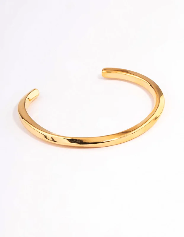 Women's Adjustable Bangles with Stones-Waterproof Gold Plated Stainless Steel Subtle Twist Cuff Bracelet Women's Adjustable Bangles with Stones-Waterproof Gold Plated Stainless Steel Subtle Twist Cuff Bracelet