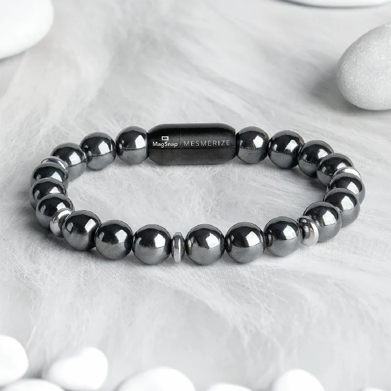 Stylish Bracelets for Men with Polished Finishes-Mystic Grey Hematite Natural Stone Bracelet with MagSnap 2 Stylish Bracelets for Men with Polished Finishes-Mystic Grey Hematite Natural Stone Bracelet with MagSnap 2