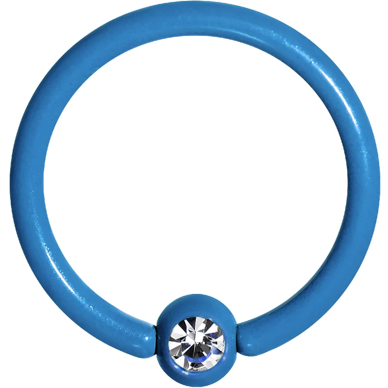 Women's Earrings – Elegant Designs for Every Personality--16 Gauge 5/16 Clear Gem Blue Acrylic Over Steel Captive Ring