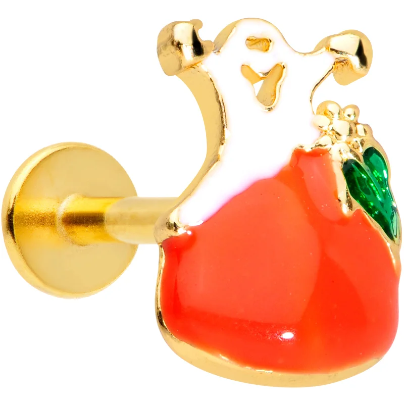 Customizable Lip Rings for Individual Style16 Gauge 5/16 Gold Tone Haunted Pumpkin Halloween Labret Monroe Tragus