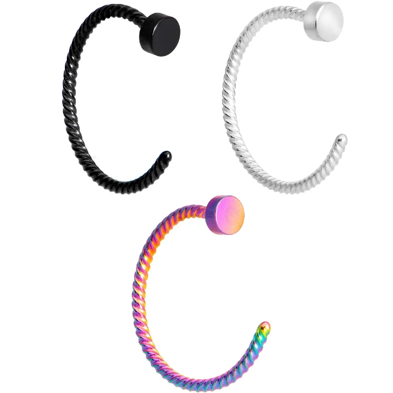 Nose Rings for Casual Wear -20 Gauge 5/16 Rainbow Pack Set of 3 Twisted Nose Hoop Rings Nose Rings for Casual Wear -20 Gauge 5/16 Rainbow Pack Set of 3 Twisted Nose Hoop Rings