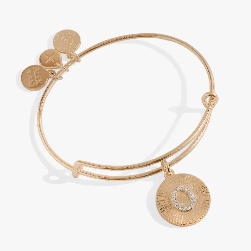 Bridal Bangle Sets for Women-Initial O Pave Starburst Texture Bangle