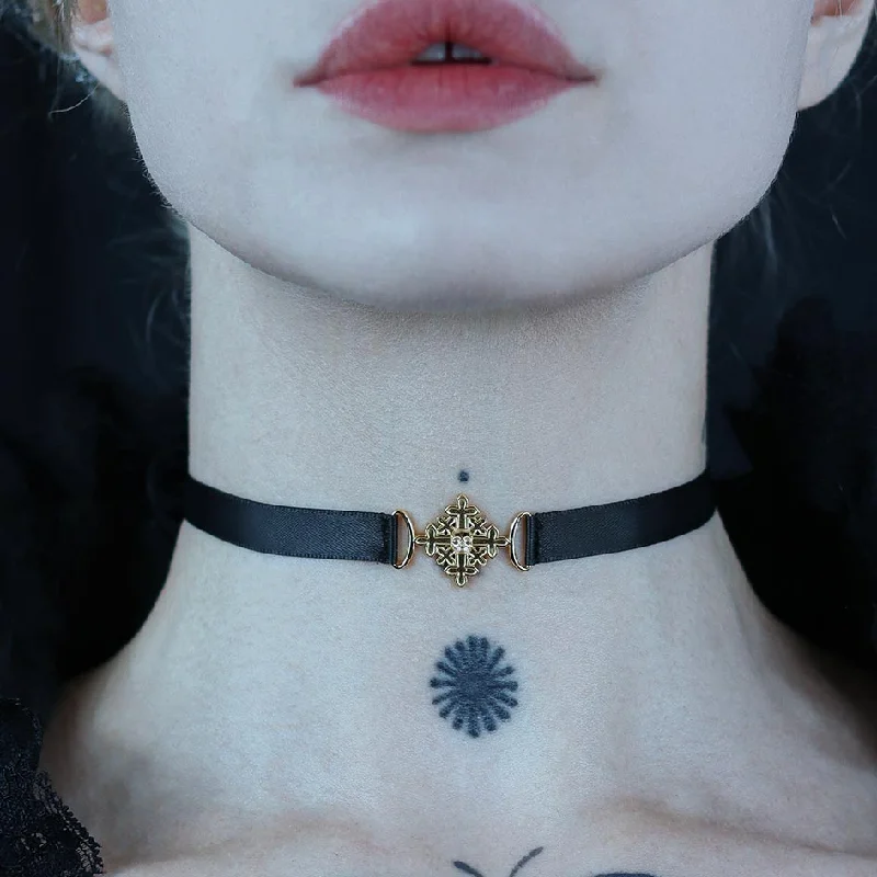 Shop Classic Women's Necklaces & Pendants with a Modern Twist-BODICE. Skull & Cross Satin Choker - Gold Shop Classic Women's Necklaces & Pendants with a Modern Twist-BODICE. Skull & Cross Satin Choker - Gold