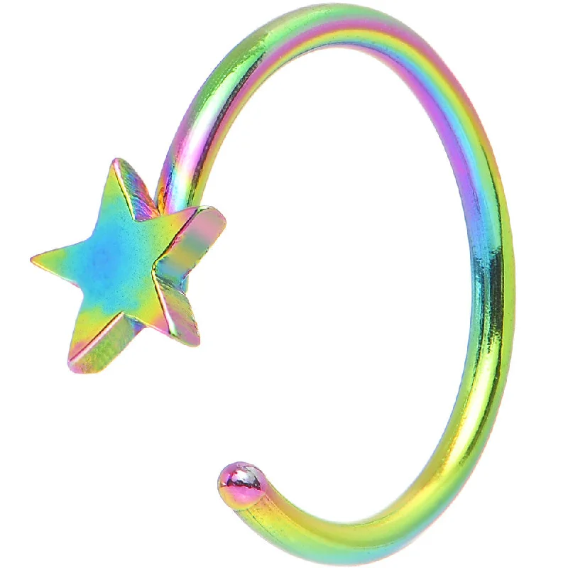 Nose Rings with Twisted Designs -20 Gauge 5/16 Rainbow IP Stainless Steel Evening Star Nose Hoop Nose Rings with Twisted Designs -20 Gauge 5/16 Rainbow IP Stainless Steel Evening Star Nose Hoop