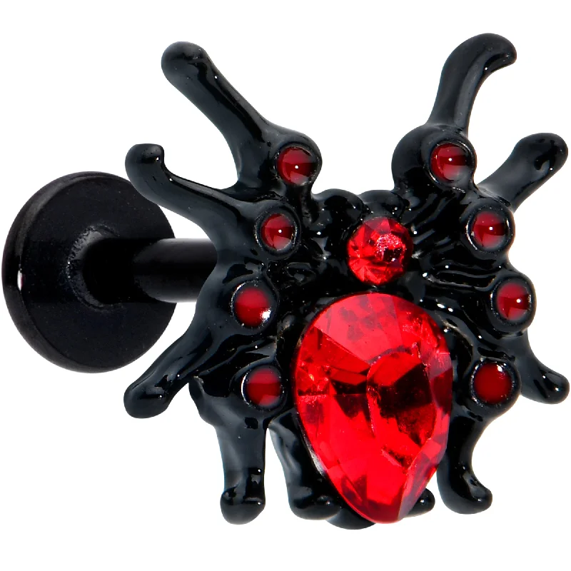 Beautiful Lip Rings for Stunning Style16 Gauge 5/16 Red Gem Black Spider Halloween Labret Monroe Tragus