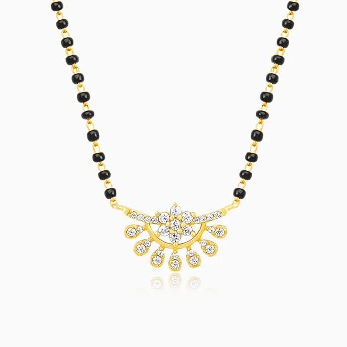 Shop Classic Women's  Necklaces & Pendants with a Modern Twist-Golden Floral Moon Mangalsutra