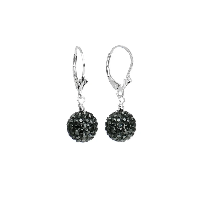 Women's Earrings – Elegant Designs for Every Personality--10mm Jet Crystal Ball Sterling Silver Leverback Earrings Women's Earrings – Elegant Designs for Every Personality--10mm Jet Crystal Ball Sterling Silver Leverback Earrings